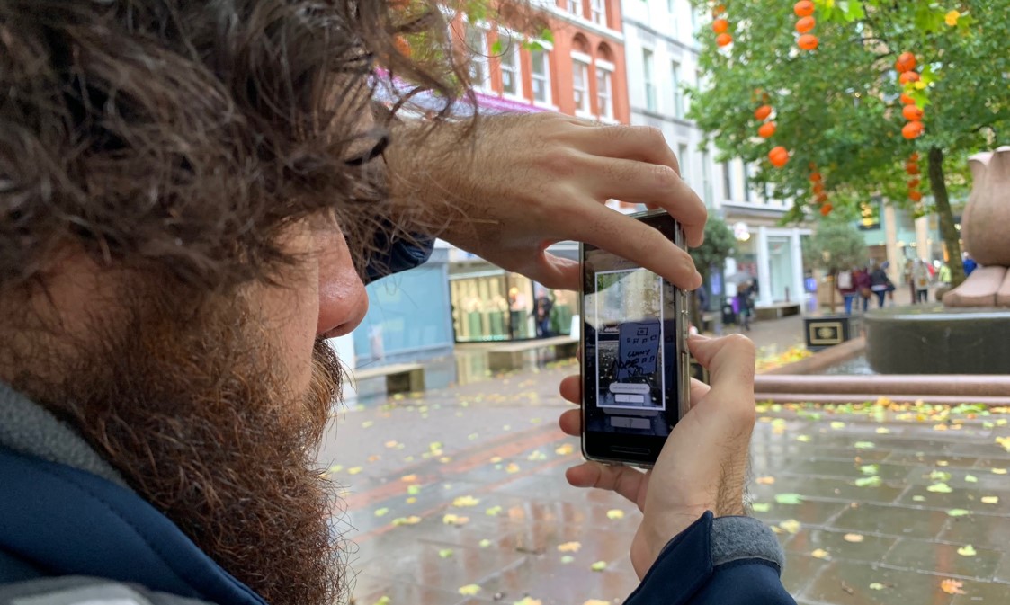 Field testing the app as part of Manchester Science Festival. We ran a workshop additional to our work at Seven Stories as part of the festival programme. Here we used an atmospheric space in a cellar beneath the city using it to situate children’s stories in response.